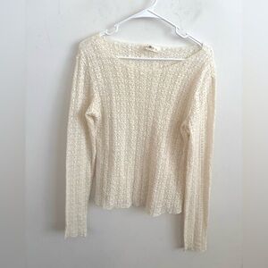 Y2K Top Large Mesh Fairy Boho Lace Sheer Indie Coquette Ivory Layering Romantic